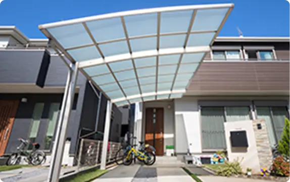 カーポート施工種類01:片側支持タイプを表す画像