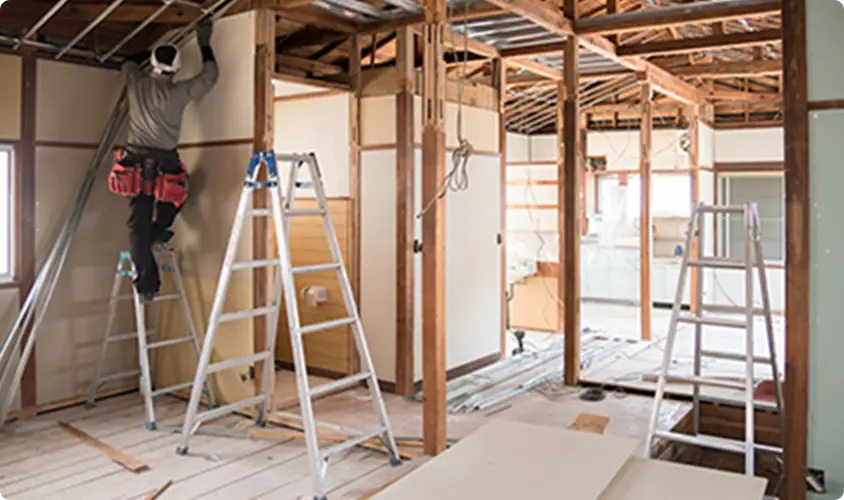 施工方法01:壁撤去による空間拡張を表す画像